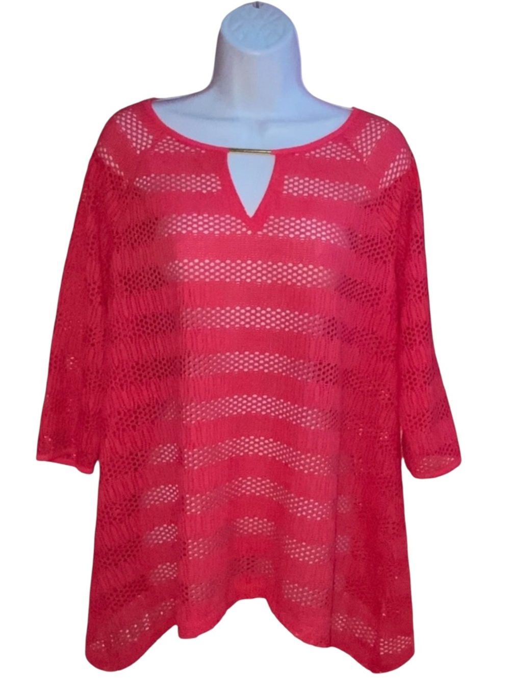 Dana Buchman Pink Open Knit See Through Top - Women’s Large